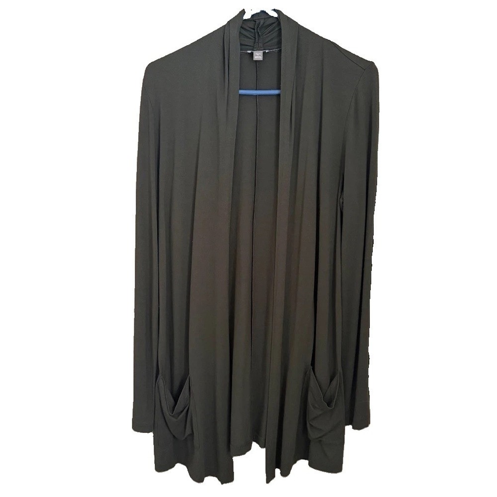 J Jill Open Front Longline Jacket S Lightweight Stretch Pockets LS Soft Layering